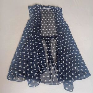 Susan Graver Sz S Navy and White Sheer Polka Dot Vest